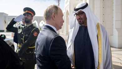 بوتين في زيارة تاريخية إلى الإمارات حيث أكد الرئيس الروسي فلاديمير بوتين أن الإمارات شريك تجاري رئيسي