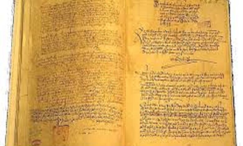 توقيع معاهدة استسلام غرناطة في الأندلس للملك فرديناند الخامس.