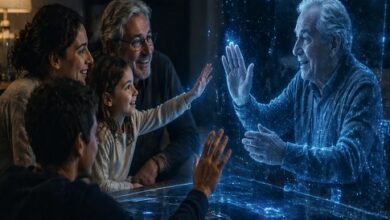 القيامة الرقمية : التوأم الرقمي بين الحنين… والسلطة فالذكاء الاصطناعي يتيح استمرار الإنسان رقمياً بعد موته، مثيراً أسئلةً وجودية